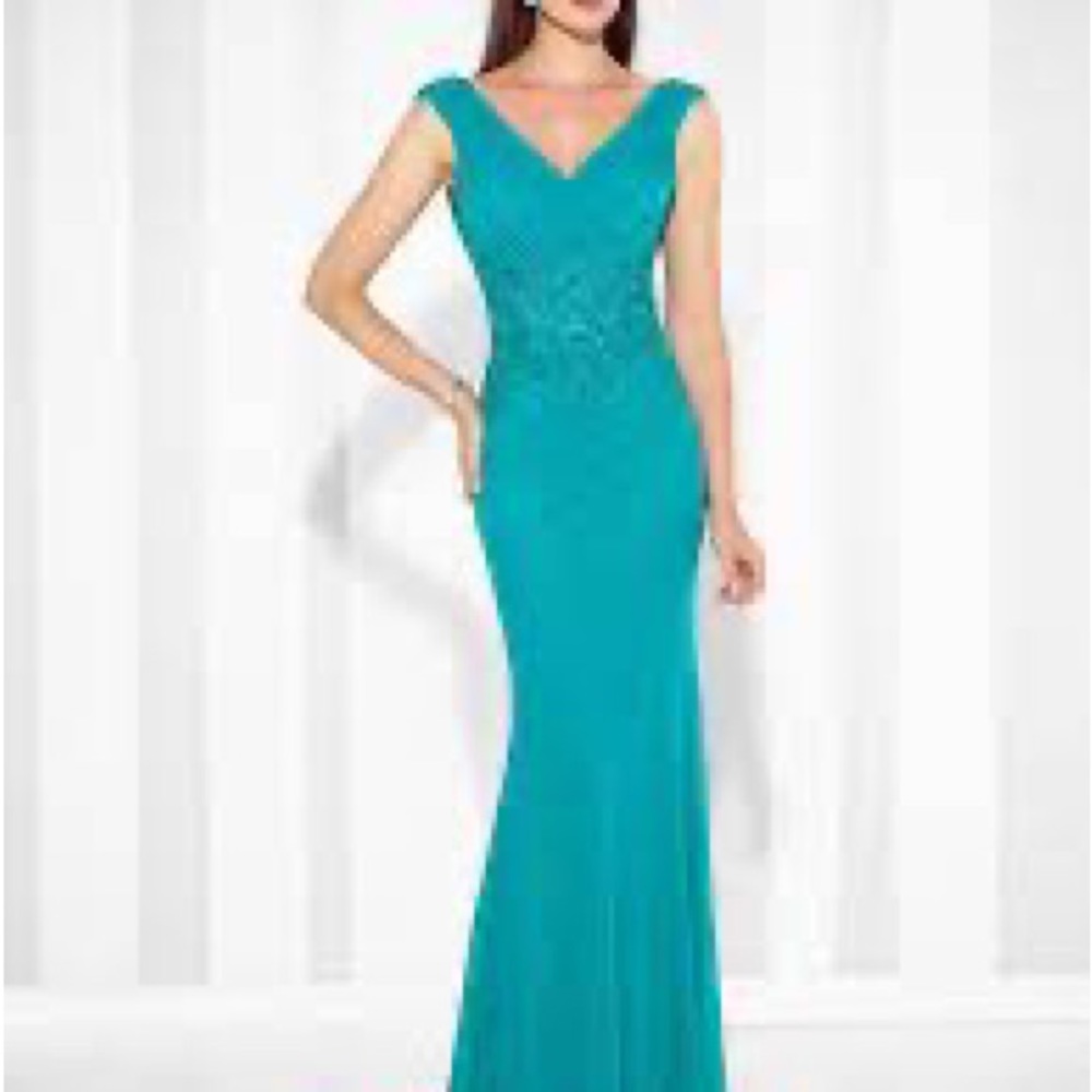 Cameron Blake jade MOB gown